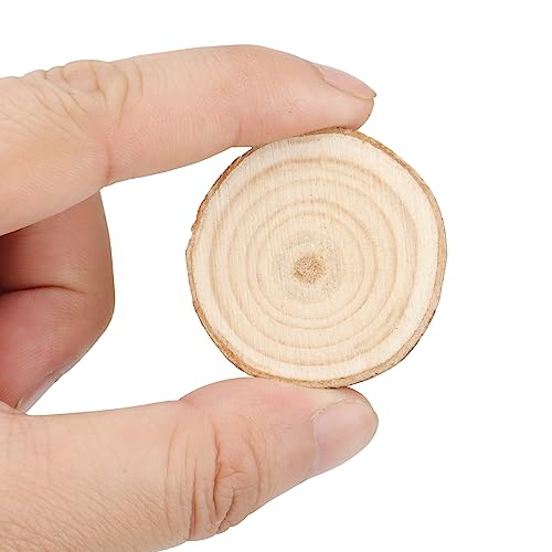 100 PCS 1.1-1.6 Inch Small Wood Slices, 0.4 Inch Thick Tiny Wooden Slices, Mini Log Discs for Crafts, Ornaments - size: small
