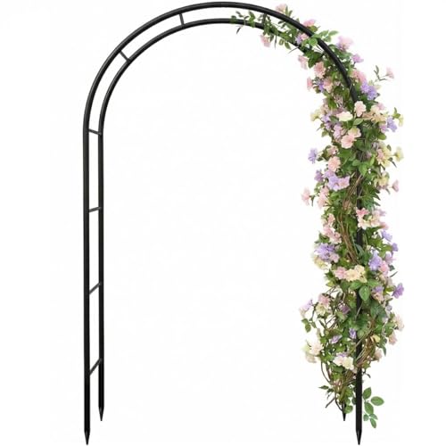 Garden Arch Galvanized Metal Rust-Proof Heavy Duty for Climbing Vines Roses | 7.6ft H x 4.6ft W Upgrade Garden Arbor for Plants, Flowers, Clematis, Jasmine, Party Decor for Wedding, Halloween, Christmas