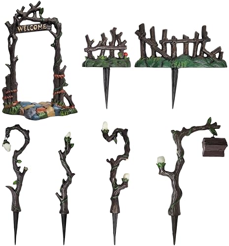 Lulu Decor, 100% Cast Iron Fairy Garden Decor Set Fairy Garden Accessories Including Fairy Lamps, Fences, and Welcome