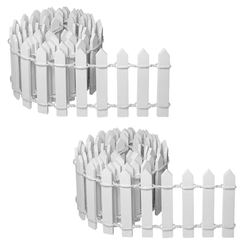 2 PCS Fairy Miniature Wood Fence, 35 Inch Long Mini Picket Fence Garden Ornament for DIY Crafts Project Home Garden Plant Pot Decoration (White) - color: White