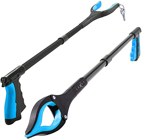 Grabber Reacher Tool - 2 Pack - Updated Version Long 32 Inch Foldable Pick Up Stick - Strong Grip Magnetic Tip Lightweight Trash Picker Claw Reacher Grabber Tool Elderly Reaching - by Luxet (Blue) - color: Blue