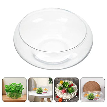 10 Inch Glass Bowl for Plants - Lotus Planter & Clear Terrarium, Large Round Vase for Table Centerpiece, Shallow Bowl for Goldfish & Betta, Decorative Glass Hydroponic Plant Pot 25cm - size: 25x25cm