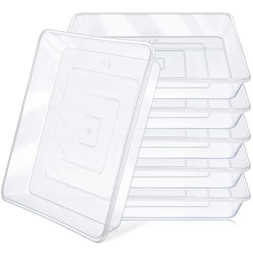 Greaner 14 Inch of Plastic Plant Saucer, 6 PCS Durable Plant Trays for Indoors, Square Plant Water Dray Tray, Plant Water Catcher Drip Dishes, Clear Drip Trays for Indoors & Outdoor Plants - color: Clear, size: 14"