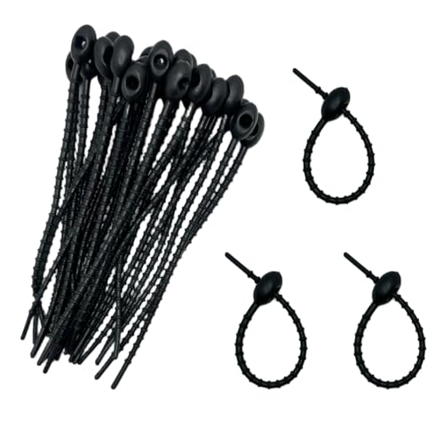 30pcs Silicone Self Locking Reusable Zip Ties for Fixing Bundling Organizing 4.7in Pastel Color Soft Cord Cable Strap Multi Purpose Twist Tie Clip for Garden Plant Home Kitchen Office (Black) - color: Black
