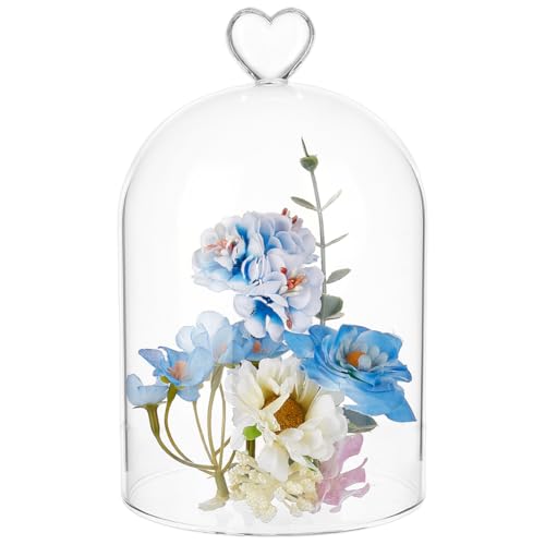 BENECREAT 4.7x7.5inch Glass Cloche, Dome Bell Jar Display Case for Plants, Figurines, Trinkets, LED Lights and Candles - size: 4.7x7.5inch