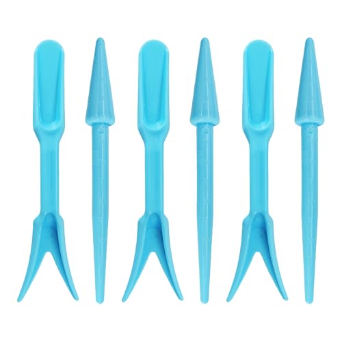 6PCS Mini Garden Hand Succulent Transplanting Tools Set, Plastic Seedling Dibber and Digging Tools for Indoor Gardening, Home Plant Care, Repotting, Lawn Maintenance(Blue) - style: Blue