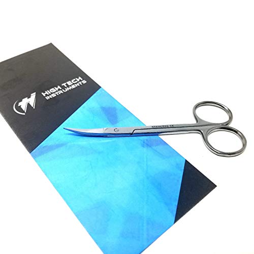 HTI Iris Micro Dissection Lab Sharp Scissors, Curved, 4.5" (11.43cm) Fine Point, Stainless Steel (Pack of 1) - style: Curved