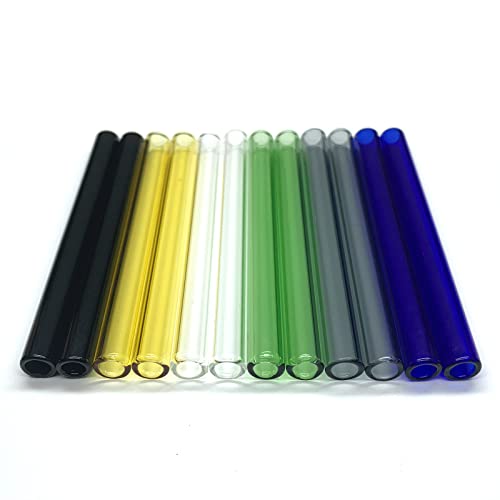 Glass Tubes 12 Piece, Reusable Glass Straws 4 Inch Long, OD 10 mm, Thickness 1.5 mm, Colorful Industrial Borosilicate Glass Tubing for Short Cup (10mm-4IN-Colorful) - style: OD 10mm - 4IN Long