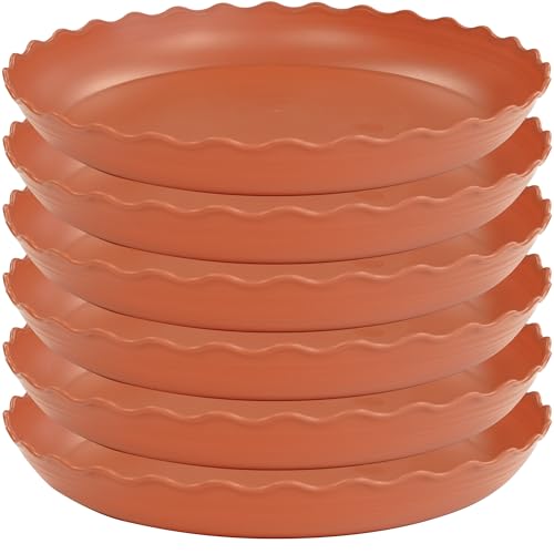 6 Pack Plant Saucer 6 inch, Heavy Duty Plastic Plant Saucers, Durable Plant Tray for Pots, Flower Saucers for Indoors, Plant Pot Saucers, Trays for Planter (Terracotta) - color: Terracotta, size: 6" (6 pack)