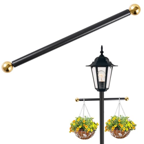Lamp Post Cross Arm 16 inch Steel Lamp Post Cross Bar Ladder Rest Post Cross Arm Replacement for Outdoor Lamp Post (Gold 1Pack) - color: Gold