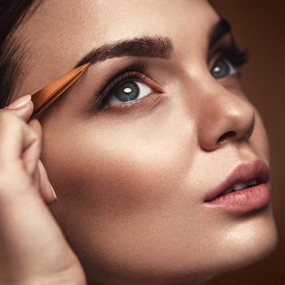 Pointed Tweezers | Titanium Series | High Carbon Stainless Steel Needle Nose | Fine Point Precision Hair Removal | Perfectly Aligned & Hand-Filed Sharp | Rose Gold - color: Rose Gold