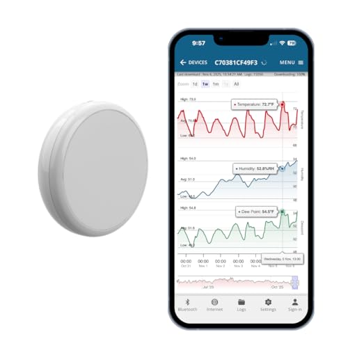 Temperature and Humidity Monitor - 3-in-1 Wireless Indoor/Outdoor Hygrometer with Dew Point, Bluetooth Enabled Data Logging, High-Precision Sensor - Outdoor/Indoor Humidity Meter