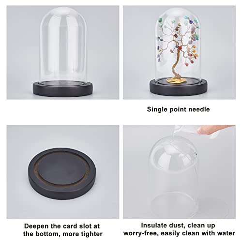NBEADS Eternal Flower Glass Display Dome Cloche, Glass Display with Wood Pedestal Bell Jar Cloche for Valentine's Day Mother's Day Flower Decorations Crafts, Black Base