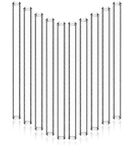 8 Inch Borosilicate Glass Tubes, 10-Pack Clear Tubing, 12mm OD, 2mm Wall | Glass Blowing Supplies, Clear Tubes, Heat Resistant, Fire-Polished Ends, DIY Glass Crafts, Laboratory Use - size: 8 Inch