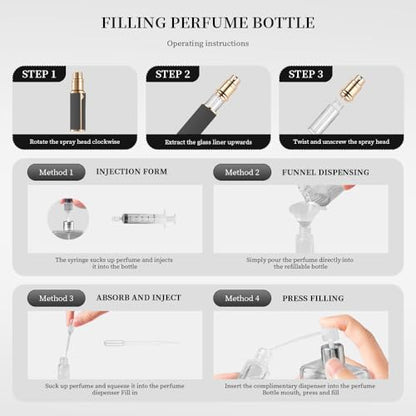 Atomizer Perfume Spray Bottle Refillable - 5ml Glass Inner Bottle with Premium Leather Case, Portable Travel Sprayer for Fragrance Lovers (Black-Grey) - color: Black-Grey