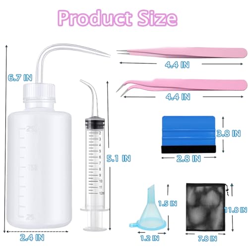 13PCS Snow Globe Tumbler Making Supplies for DIY Glitter Cups | Squeeze bottle tweezers bent syringe funnels felt squeegee storage bag. For DIY glitter snow globe cups & tumbler crafts