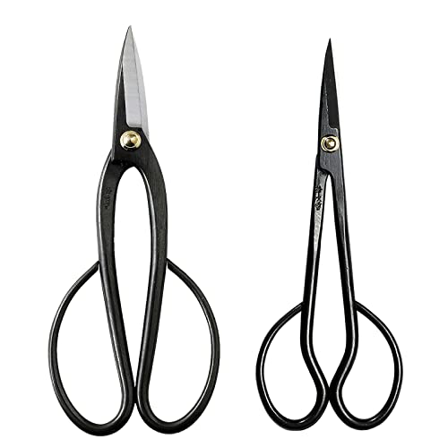 Wazakura Bonsai Pruning Scissors Tool Set - Japanese Trimming Shears Starter Kit - Ashinaga Bonsai Scissors & Satsuki Trimming Scissors