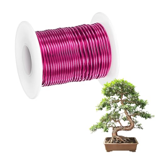 M METERXITY 1-Pack Bonsai Training Wire, 1.5mm x 49ft/15m Anodized Aluminum Bonsai Tree Wire for Fine Trunk/Gardening Branch/DIY Crafting [Rose Red] - color: Rose Red, size: 1.5mm x 49ft/15m