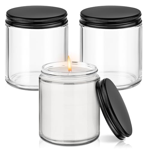 8 oz Glass Jars with Metal Lids, 3 Pack Small Clear Glass Jars with Lids - color: Clear-Metal Lids