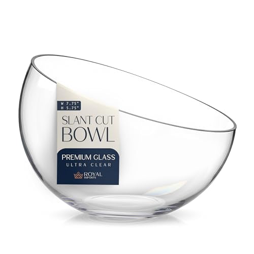 Royal Imports Clear Glass Slant Cut Tilted Angled Bubble Ball 7.75" x 5.75" - size: Medium