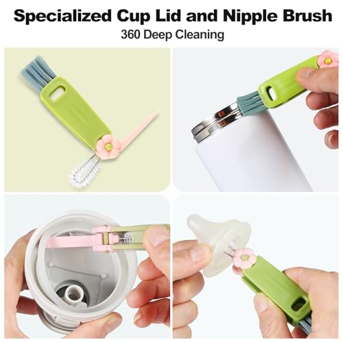 4 Pack Bottle Brush, Long Scrub Cleaning Brushes with Straw & Lid Brushes - size: 4
