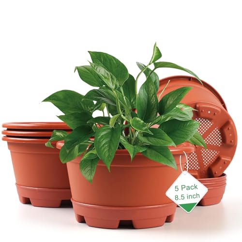 KPUVX 5 Pack 8.5 inch Plant Pot, Outdoor Flower Pots - color: Red, size: 8.5 inch