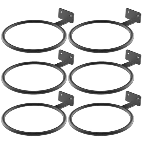 Wall Plant Holder Bulk 4in 6Pack Metal Ring Plant Hanger Black | Planter Pot Wall Mounted Bracket Heavy Duty for Outdoor Indoor - color: Black-6pack, size: 4in