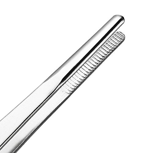 uxcell 4 Pcs 8-Inch Stainless Steel Straight Blunt Tweezers Serrated Tip Daily Garden Tool - size: 8 inches, Straight Blunt, 4 Pieces