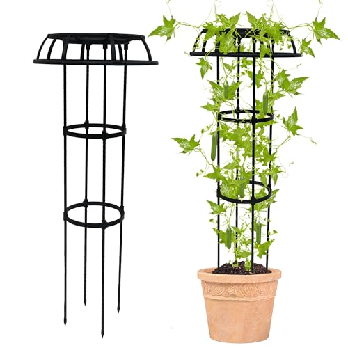 Quibbay Garden Trellis for Climbing Plants Outdoor,41.3 Inch Mushroom Top Trellis for Climbing Plants, Rustproof Metal Plant Flower Trellises for Vine Rose Flower Tomato Support Outdoor Indoor,1 Pack - style: 3 Floors-10*41IN