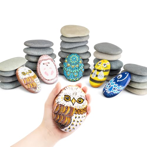 Simetufy 30 Pcs Extra Large 4-5 Inch Rocks for Painting, Flat Smooth River Stones for Art, Mandala, Natural Rocks to Paint for Kindness Stones Kids Craft - size: 4-5"-30pcs