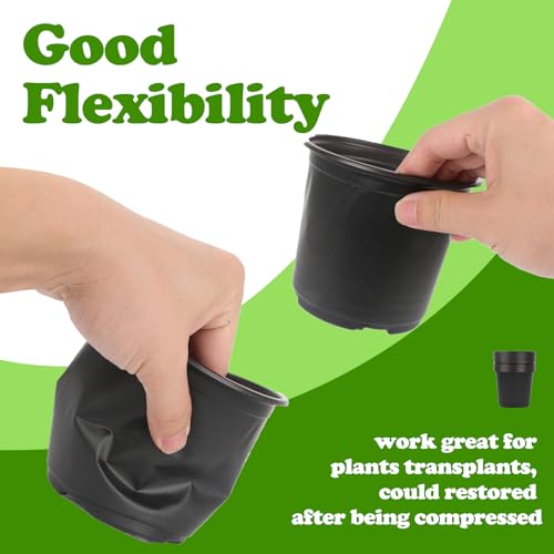 100 Packs Plastic Nursery Pots, 4 5 6 Inches Pots for Plants with Drainage Holes, Garden Pots Flower Plants containers for Seedlings, Succulents, Transplanting (100, 4 5 6 Inch) - size: 4 5 6 Inch