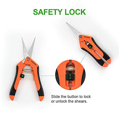 3 Packs Garden Pruning Shears with Straight Blades Trimming Scissors, Gardening Hand Pruning Snips Titanium Coated Precision Bonsai Pruning Shears, Convenient Flower Cutters (Orange) - style: Straight Blade