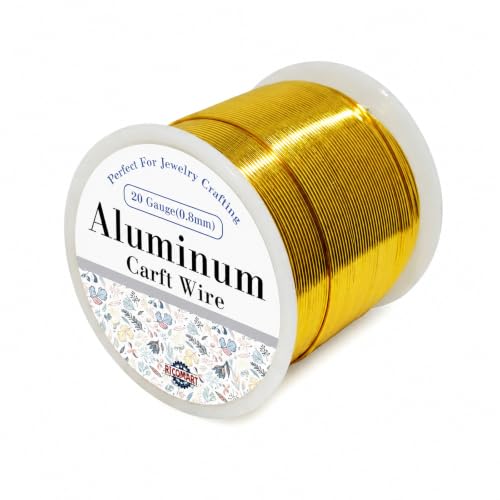 20 Gauge Aluminum Craft Wire Gold 426FT 0.8mm, Jewelry Making, Flexible Bendable Armature Wire for Sculpting, Floral Crafts, Metal Wire Wrapping, DIY Art Projects & Wreath Making - color: Gold, size: 20gauge