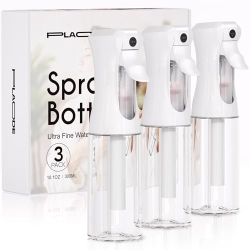 3 Pack Continuous Spray Bottle for Hair, 10.1 OZ Ultra Fine Mister Sprayer | Refillable for Hairstyling, Barbers, Salons, Household Cleaning, Watering Plants, Pet Care, Ironing & Essential Oil Scents - color: 3 Pack White, size: (3-Pack)-10.1 Oz