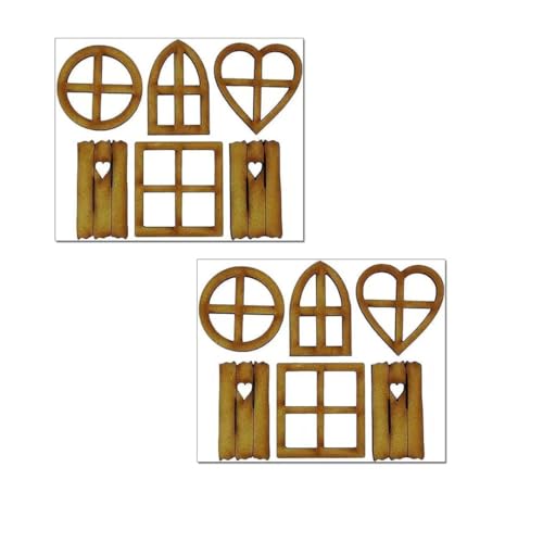 12Pcs Brown Wooden Fairy Garden Door,Blank Doors Fairy House Door and Windows Ornaments Tree Statues for Tree Trunk Yard Decoration Miniature Garden Buildings and Structures