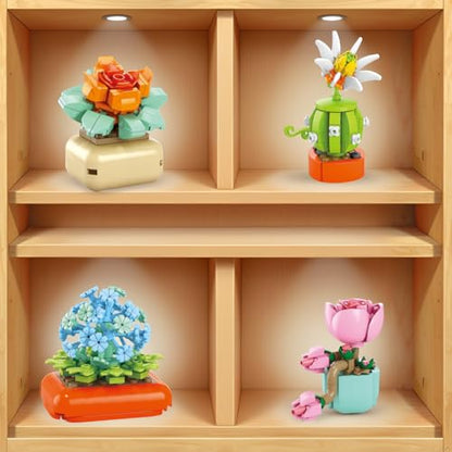 BRICHBROW 12 Pack Flowers Succulents Mini Building Set | Plant Building Blocks Toy, Gifts for Mother's Day, Valentine's Day,Easter Party Favors, Christmas Birthday Gift