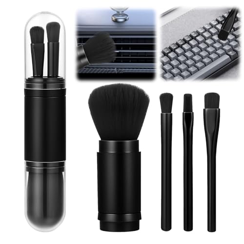 4 Pack Exquisite Duster Brush Kit, Mini Keyboard Cleaning Brushes Kit Model Cleaning Brush Nylon Anti Static Electronic Dust Brushes Efficient Dust Removal for Digital Devices Car Interior