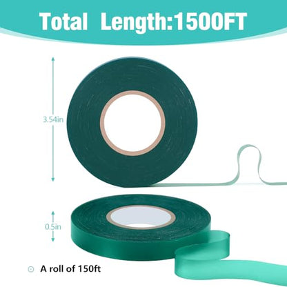 Prudiut 1500Ft Plant Tape, 1/2" Stretch Garden Tie Tape Roll, Plant Ribbon(10 Rolls) - size: 0.5in/1500ft