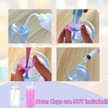 13PCS Snow Globe Tumbler Making Supplies for DIY Glitter Cups | Squeeze bottle tweezers bent syringe funnels felt squeegee storage bag. For DIY glitter snow globe cups & tumbler crafts