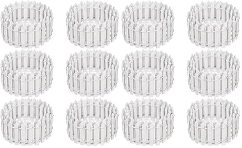 Elsjoy 6 Pieces 35 Inch Miniature Fairy Garden Fence, Decorative Wooden White Picket Mini Wood Farm Fence for Crafts, DIY Diorama Project, Dollhouse, Plant Pot (Pack of 2) - size: Small (Pack of 2)