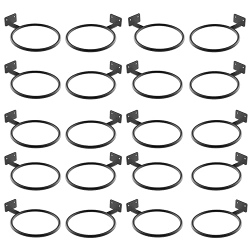 20Pack Black 8In Wall Mount Metal Flower Pot Rings Heavy Duty Plant Bracket | Sturdy rustproof metal planter ring holders Bulk,wall mounted saves space,perfect for indoor and outdoor flower pot display - color: Black/20pack, size: 8in