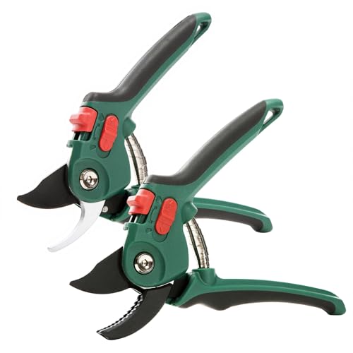 Yocada Garden Pruning Shears 2 Pack Garden Clippers Steel Shears Scissors | for Gardening Sharp Handheld Heavy Duty Hedge Plant Branch Clippers Scissors Pruners Tools