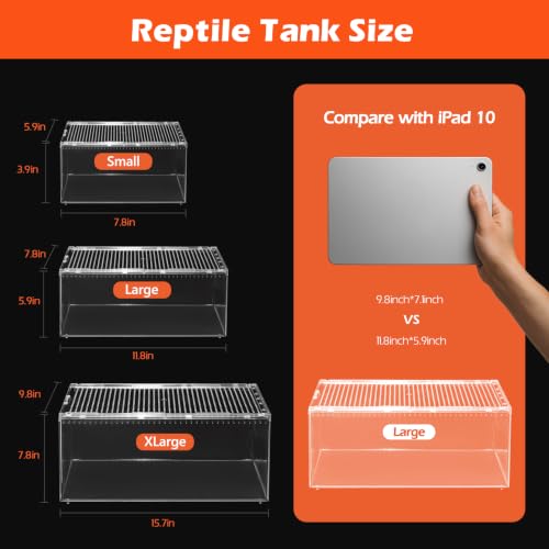 AZV Escape Proof Tarantula Enclosure,Polycarbonate Hermit Crabs Tank Large - size: Large(11.81*7.87*5.90inch)