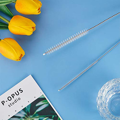 Boao 4 Pcs Feeding Tube Brushes Long Pipe 1/6 Inch and 3/8 Inch Diameter | 32 Inches Long Cleaners Straw Cleaning Brushes Flexible Stainless-Steel Brushes With Soft Nylon Heads Clean Feeding Tubes - size: 1/6 Inch and 3/8 Inch Diameter