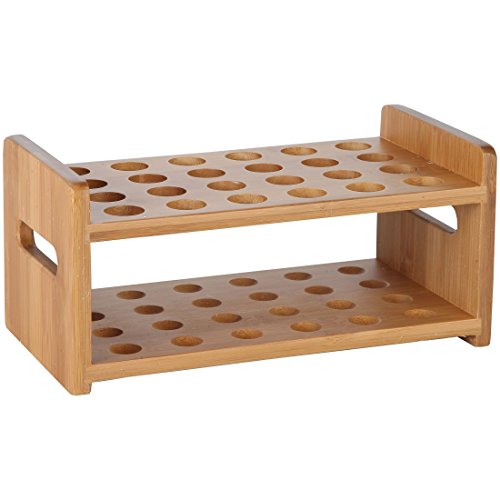 Lily's Home Bamboo Test Tube Vial Shot Glasses Holder Rack, Great as Pen Stand, Made from Bamboo with Built-In Handle, Rack Only, Glass Tubes NOT Included, 24 Tube Capacity (7/8" (22mm') Holes) - size: 24