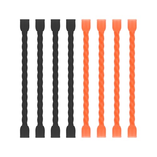8pcs 3Inch Silicone Cable Ties Reusable Steel-Core Twist Ties Wire Straps - color: Black&orange, size: 3 Inch