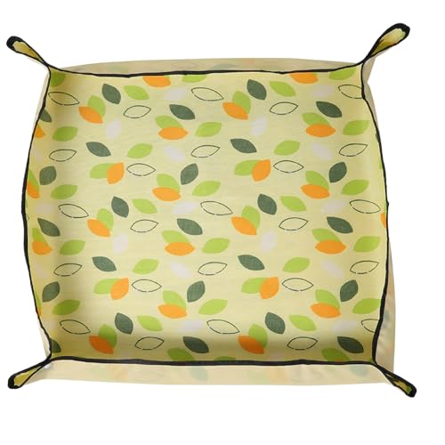Potting Soil, Waterproof Oxford Repotting Mat Foldable Square Plant Base, Thickened Gardening Mat for Indoor Succulent Transplanting Flower Soil Mixing 19.7x19.7 Inch Small Leaf Pattern
