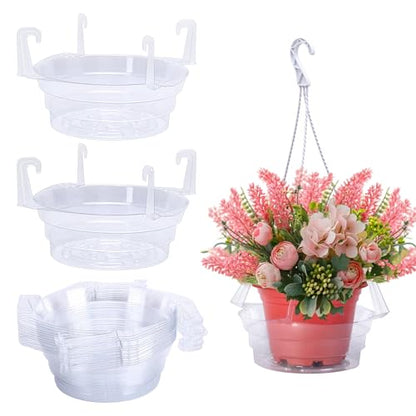Adnee 15 Pcs 10 Inch Hanging Plant Water Catcher-Clear Plastics Plant Water Catcher Tray-Hanging Plant Saucers Drip Pans for Indoor Outdoor Hanging Basket Flower Pot - color: 10 Inch-15 Pcs