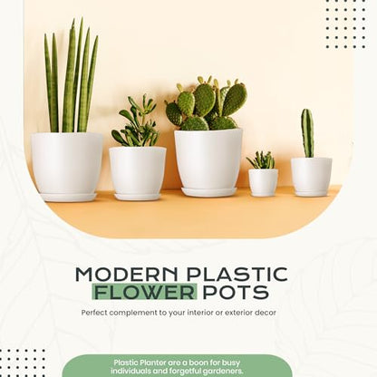 Plant Pots Indoor with Drainage, 10 Pack Multi-Size Planters Set, White - color: White, size: Pack of 10