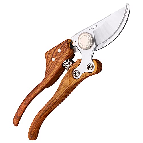 Pruning Shears, High Carbon Steel Heavy Duty Anti-Slip Garden Shears | Sharp Scissors for Tree Trimming, Rose Shears, Gardening Scissors, Flower Cutting, Bonsai & Outdoor Shrubs - color: Wood Grain